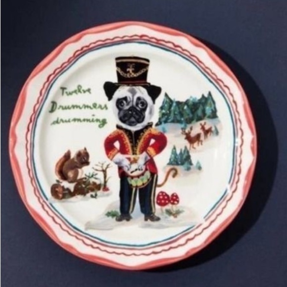 Nathalie Lete 12 days of Christmas Plate 12 drummers drumming